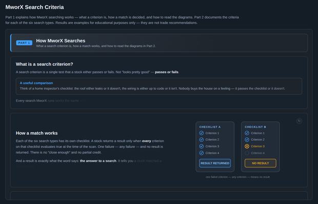 MworX Search Criteria